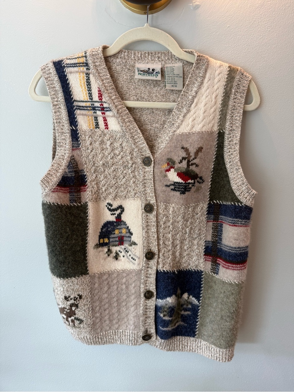 Vintage 90s Northern Reflections Patchwork Cottage-Core Critter Vest, M